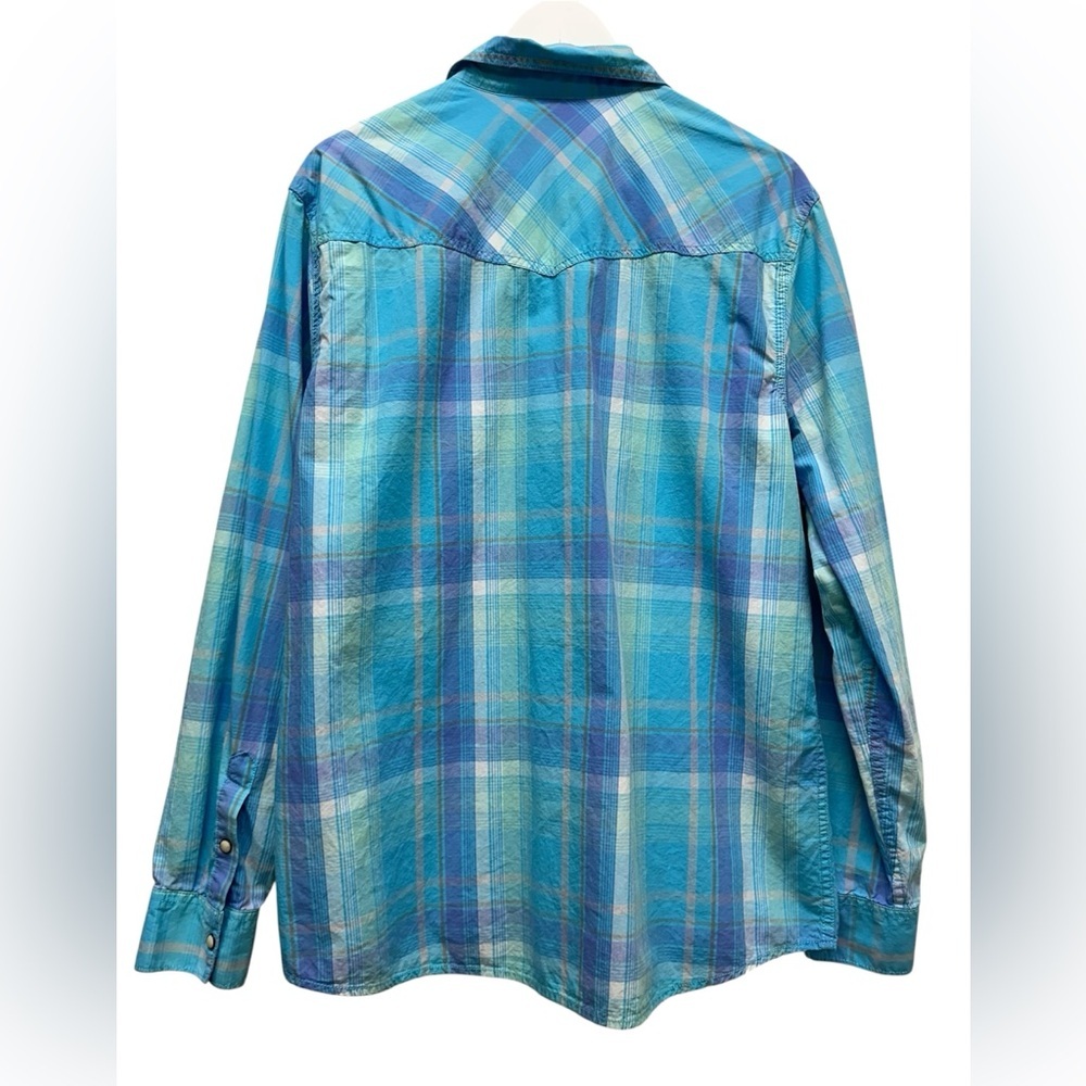 Red Camel Mens Sz L Long-Sleeved Plaid Button Up Pockets Pearl Buttons Western - Picture 4 of 8